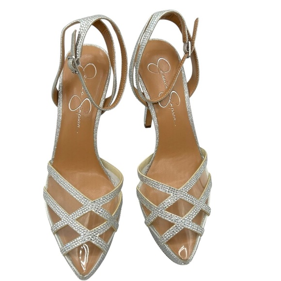 Jessica Simpson Women's Silver Metallic Oluina Platform Pumps Size 8 - Picture 6 of 13